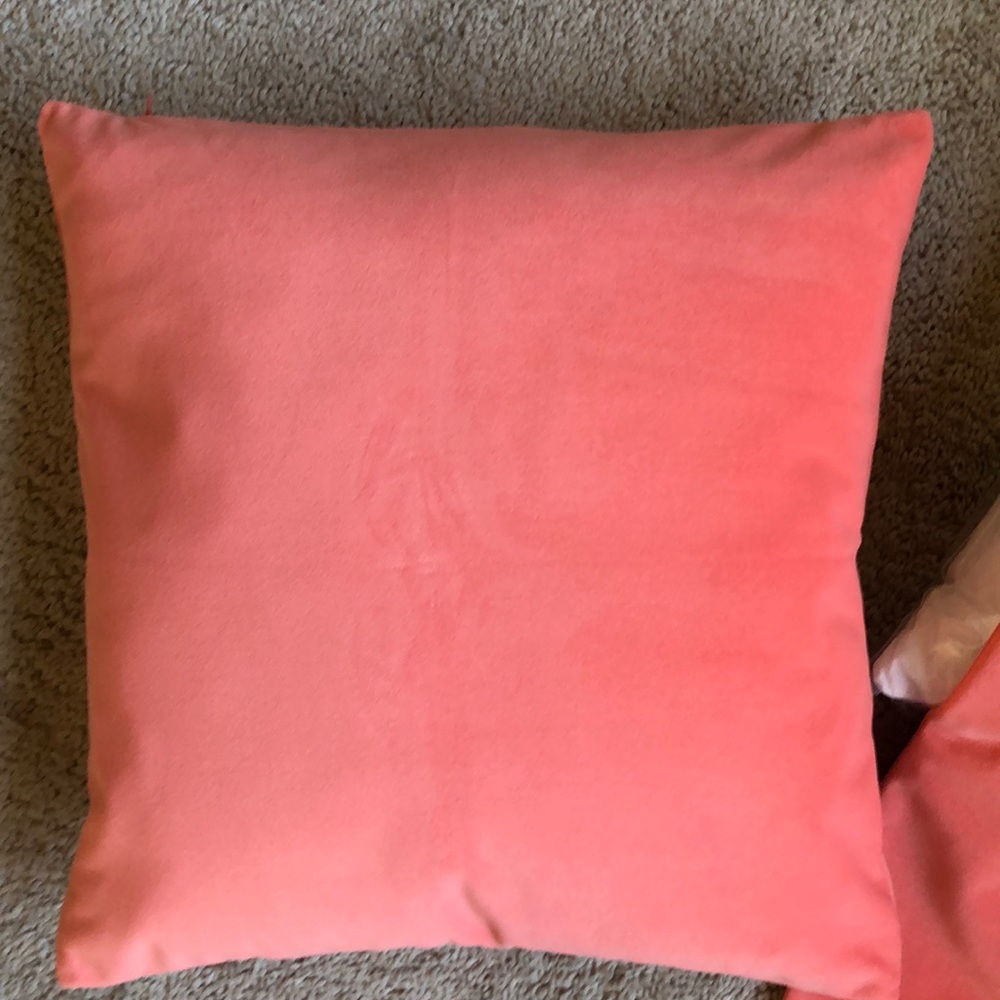 Two Brand New Salmon Throw Pillows - Picture 2 of 3